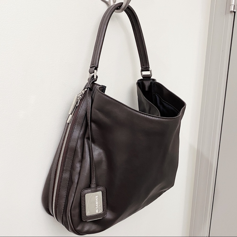 Jil Sander Brown Leather Shoulder Hobo Bag